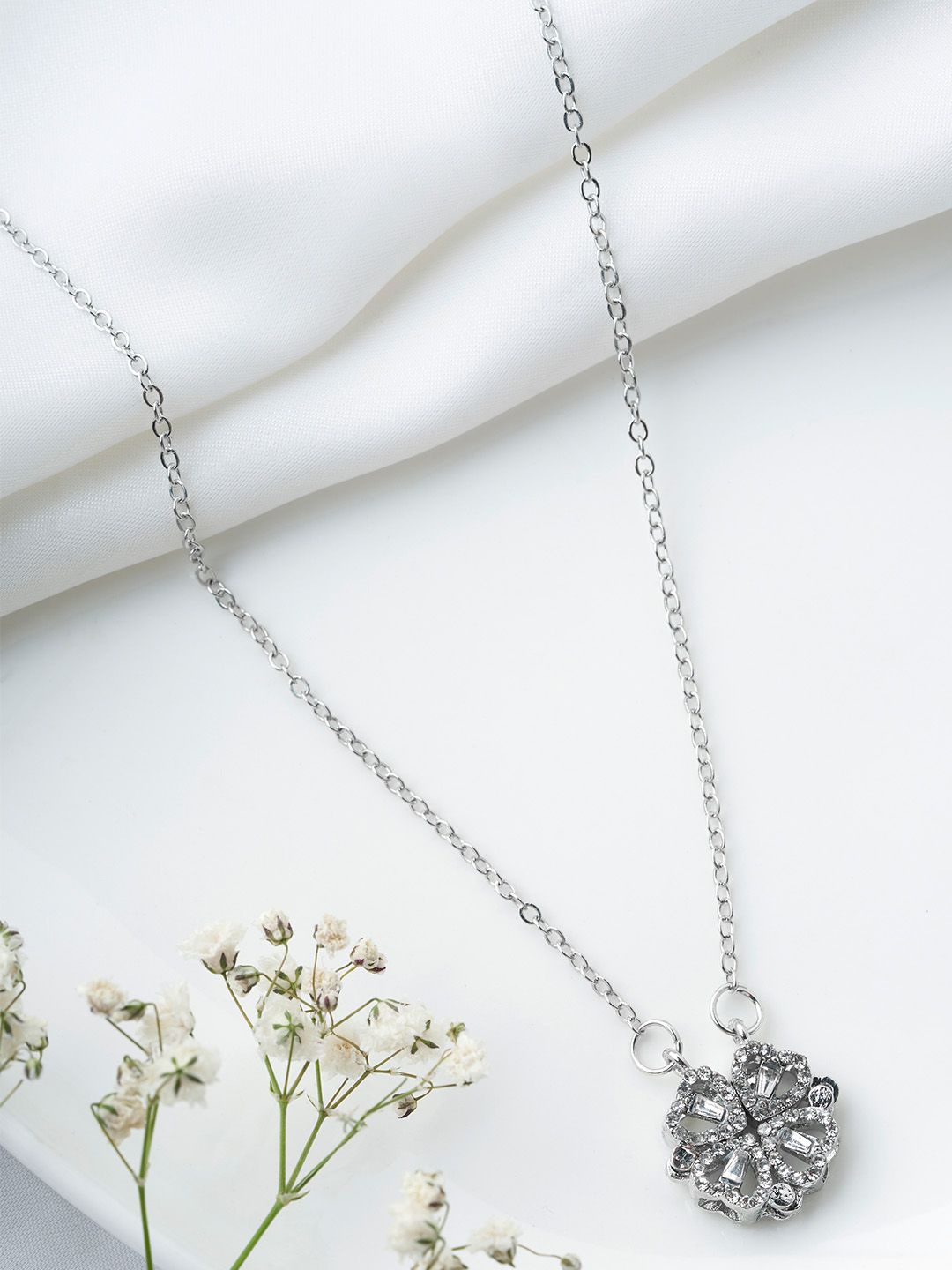 

JOKER & WITCH Roxanne Silver-Plated Rhinestone Stone Studded Necklace