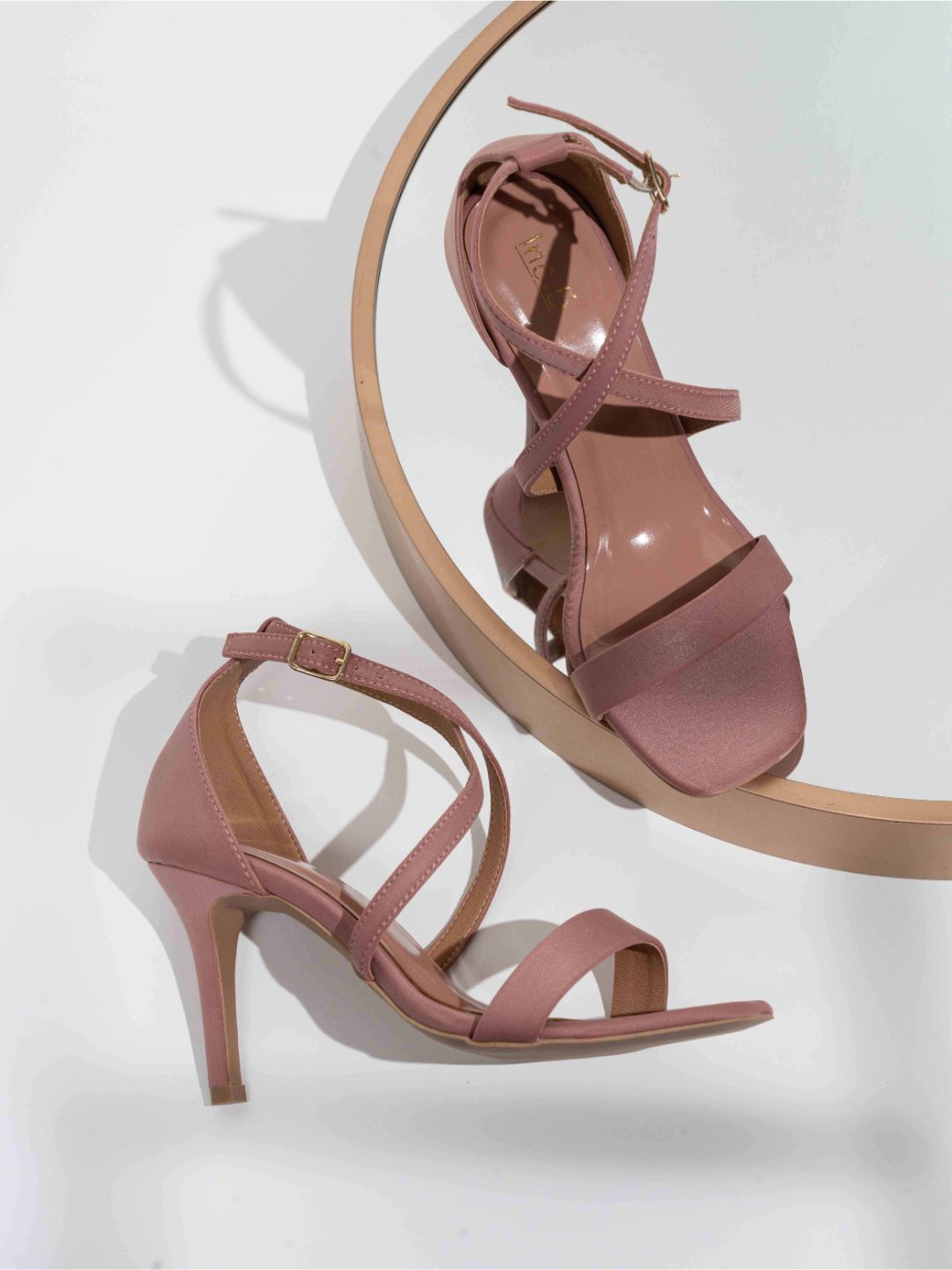 

Inc 5 Women Party High-Top Square Toe Stiletto Heels Sandals with Buckles, Peach