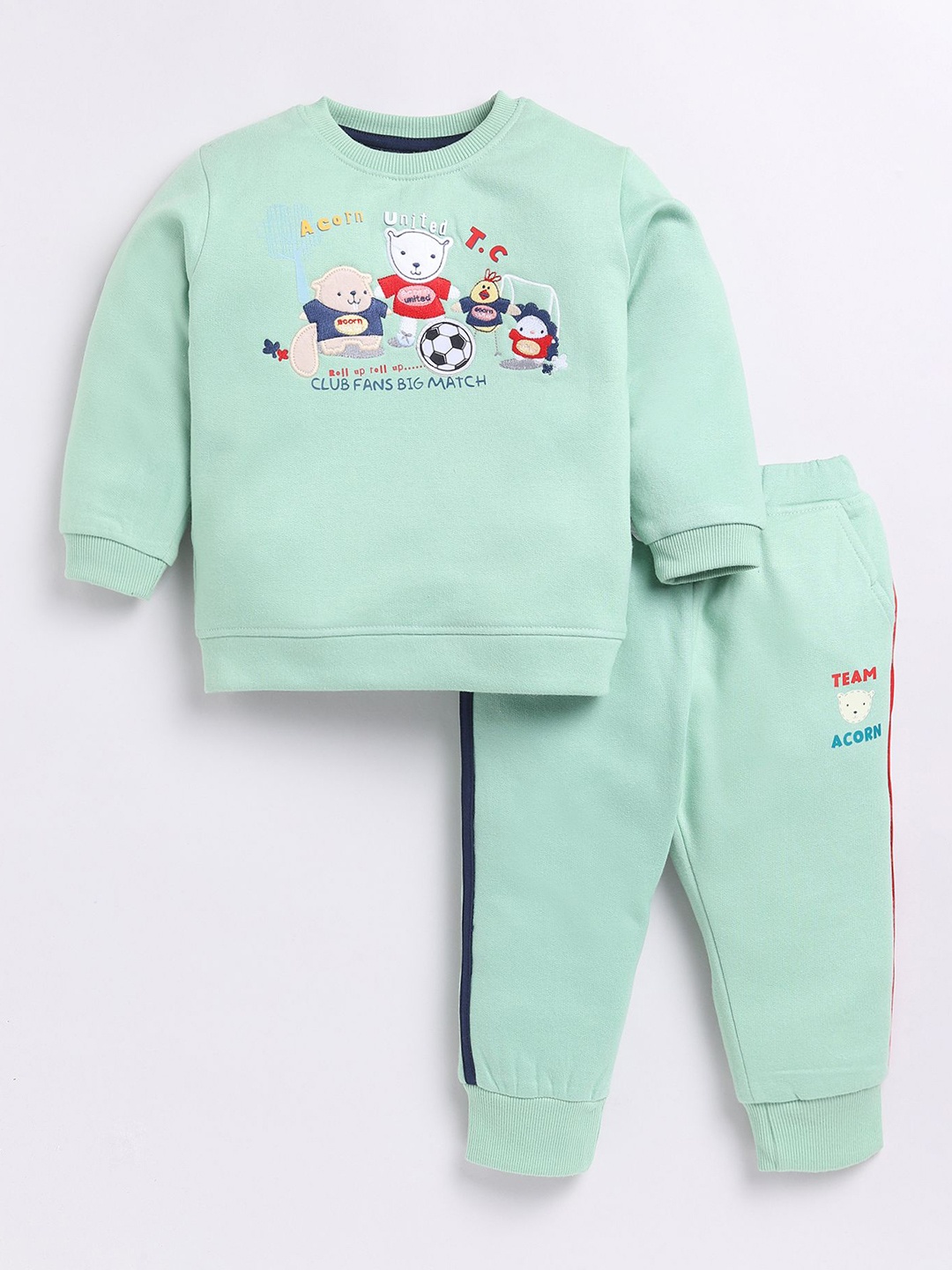 

Dollar Boys Printed Round Neck Long Sleeves Sweatshirt With Jogger, Green