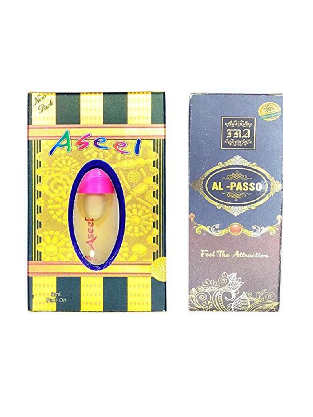 

RAVIOUR LIFESTYLE Set Of 2 Pure AI Passo & Aseel Alcohol-Free Roll on Attar -8 ml Each, Transparent