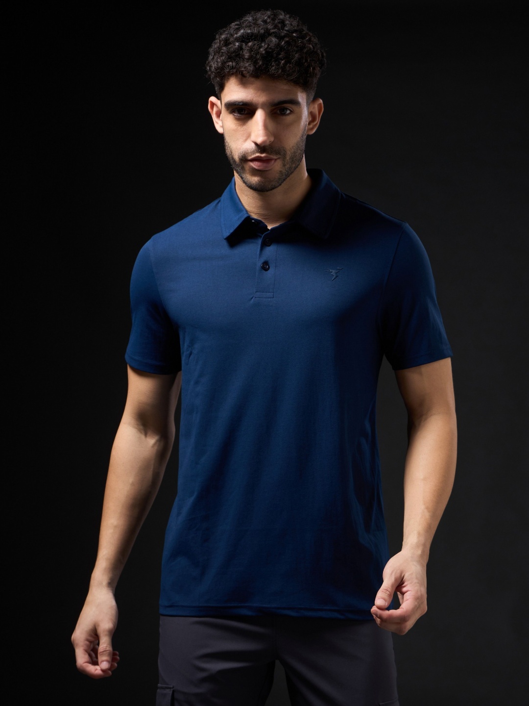 

Technosport Men Polo Collar Anti Static Slim Fit T-shirt, Navy blue
