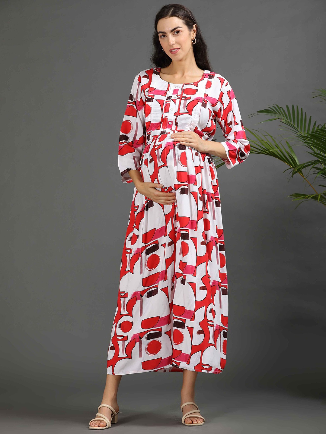 

GOLDSTROMS Printed Fit and Flare Maternity Dress, Red