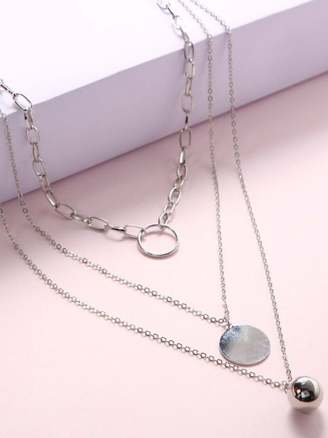 

justpeachy Silver-Plated Layered Statement Chain