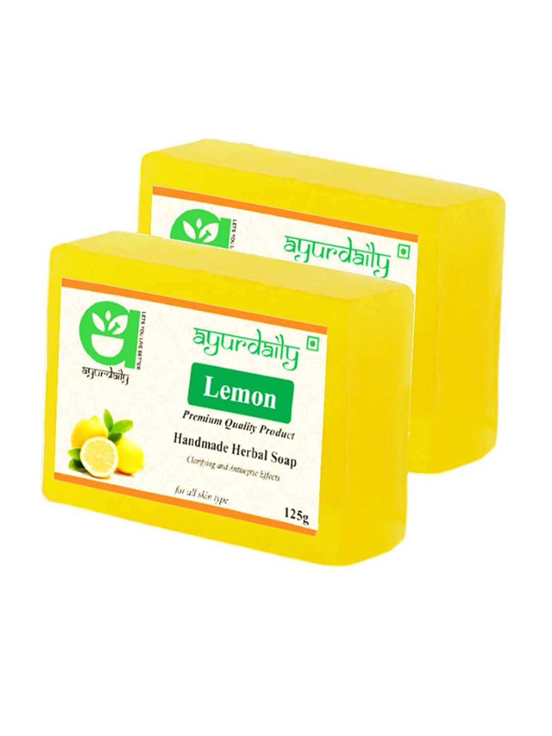 

Ayurdaily Set Of 2 Handmade Herbal Lemon Bath Soap- 125 g Each, Multi