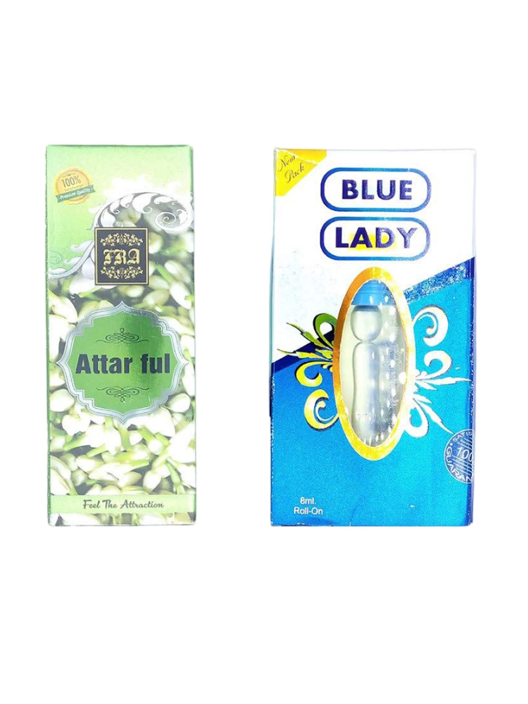 

RAVIOUR LIFESTYLE Feel The Attraction Set Of 2 Attar Full & Blue Lady Attar - 8ml Each, Transparent