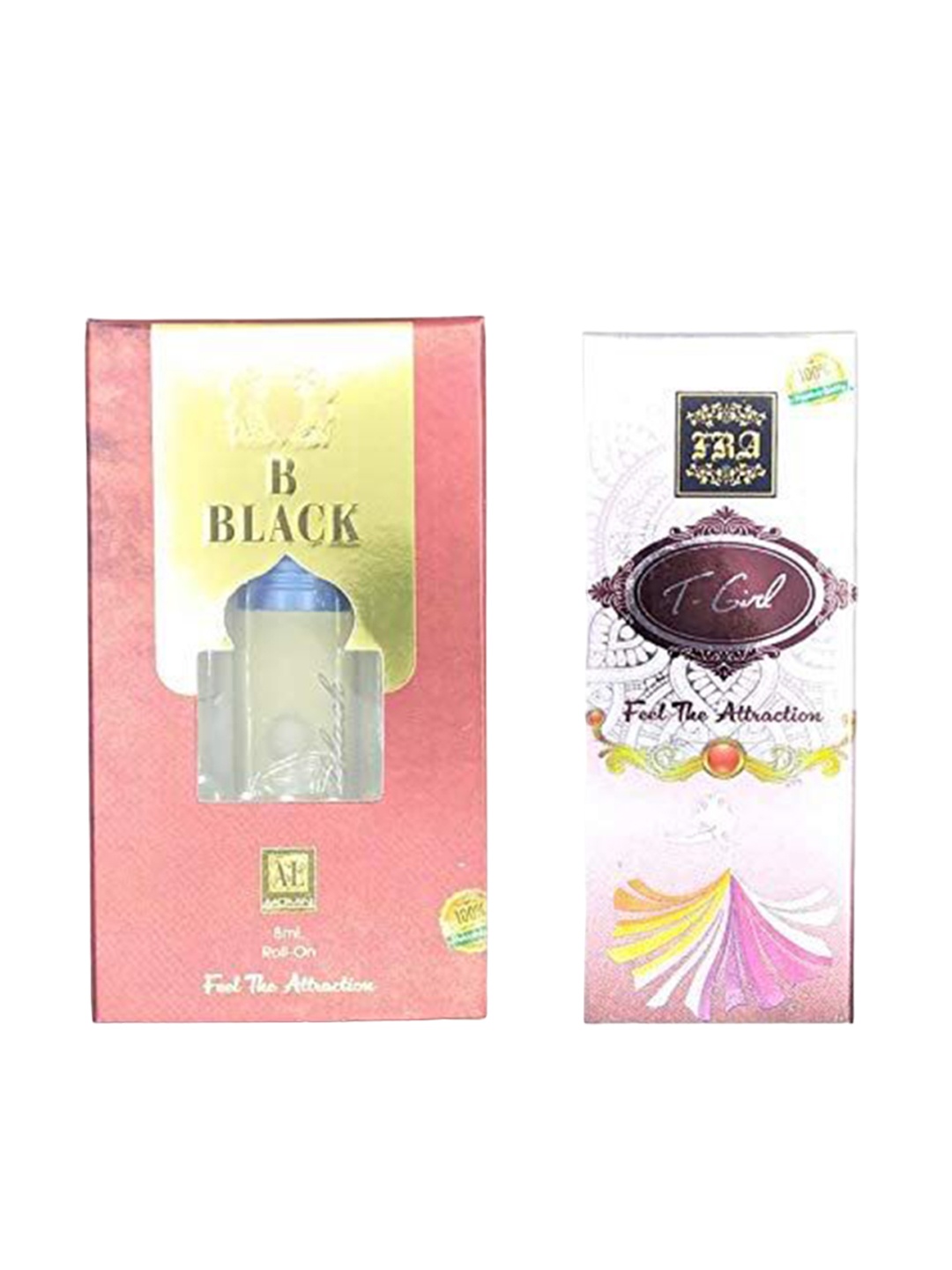 

RAVIOUR LIFESTYLE Set Of 2 B Black & T Girl Alcohol Free Roll On Attar - 8 ml Each, Transparent