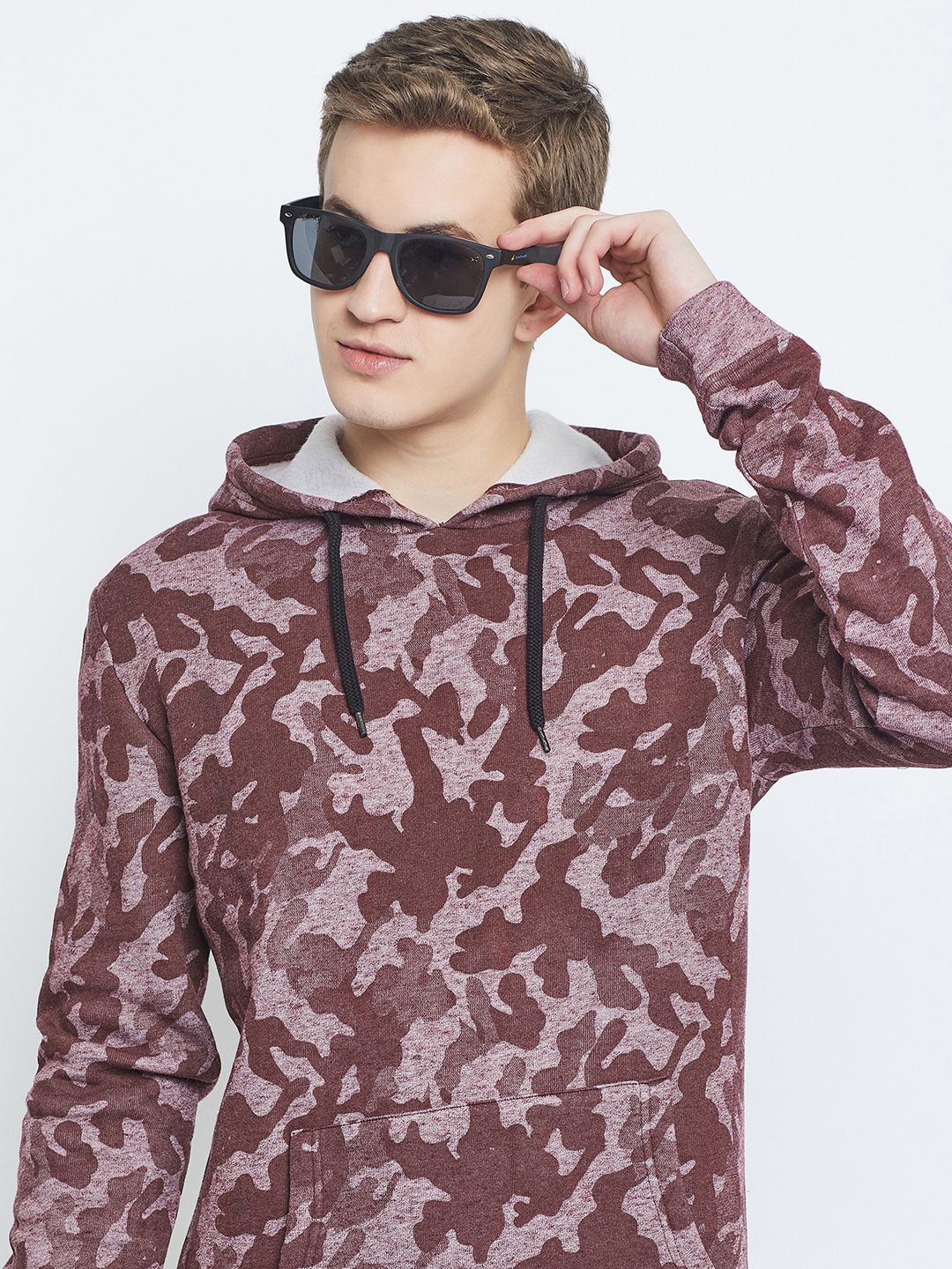 

GET GOLF Men Printed Hooded Neck Pullover Sweatshirt, Brown