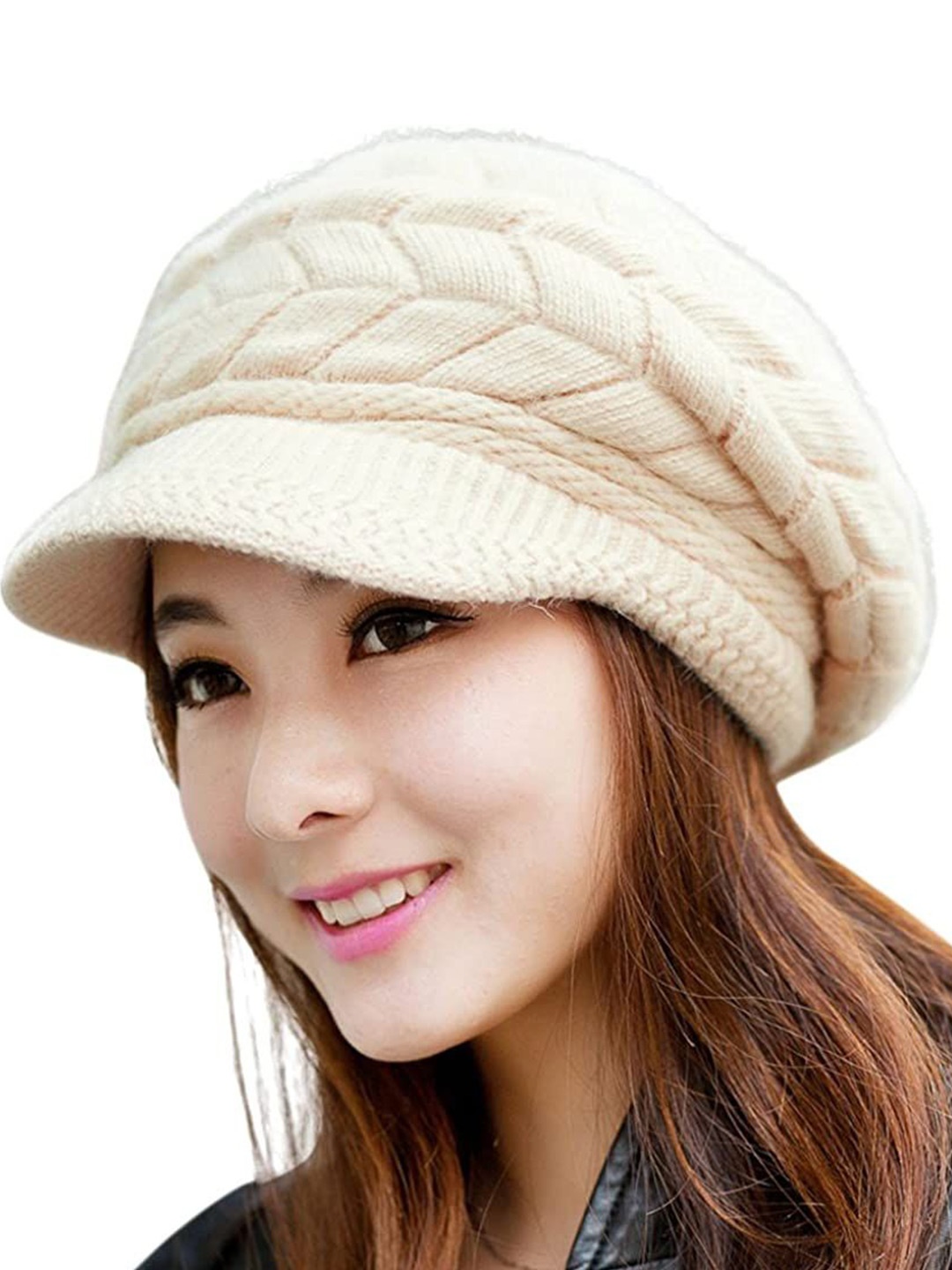 

Alexvyan Women Self Design Beanie, Beige