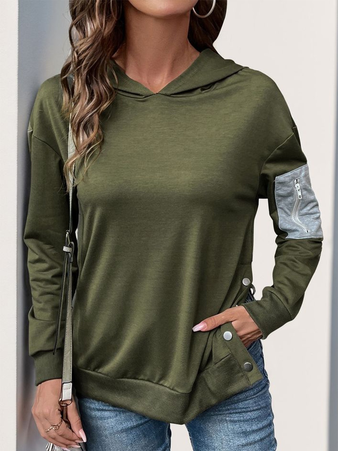 

LULU & SKY Women Hooded Drop Shoulder Hoodie Pullover Sweaters, Green