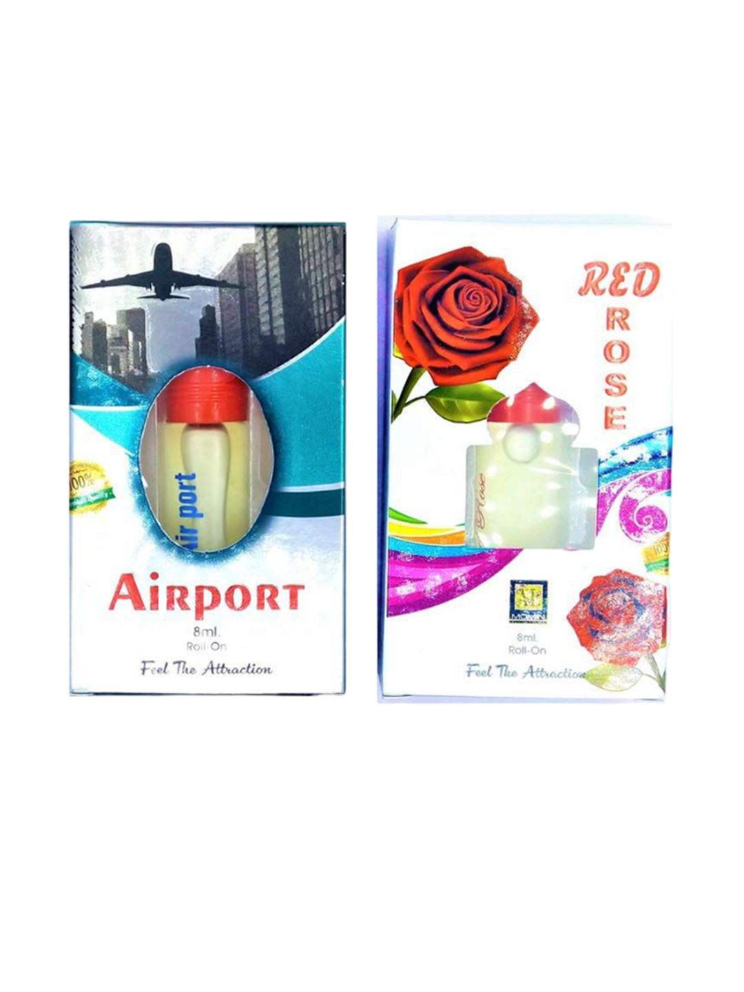 

RAVIOUR LIFESTYLE Set Of 2 Airport & Red Rose Roll On Attar - 8 ml Each, Transparent