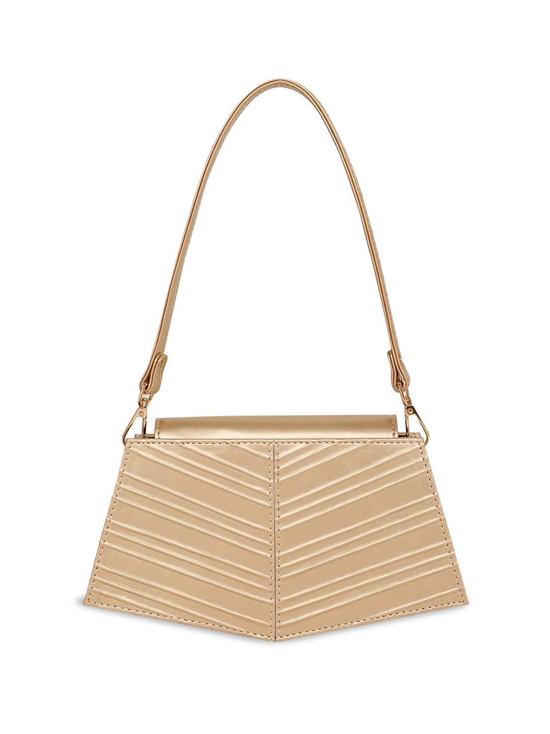 

ADISEE Textured PU Structured Shoulder Bag with Quilted, Gold