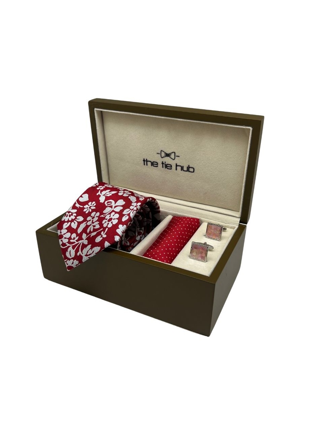 

The Tie Hub Men Accessory Gift Set of, Red