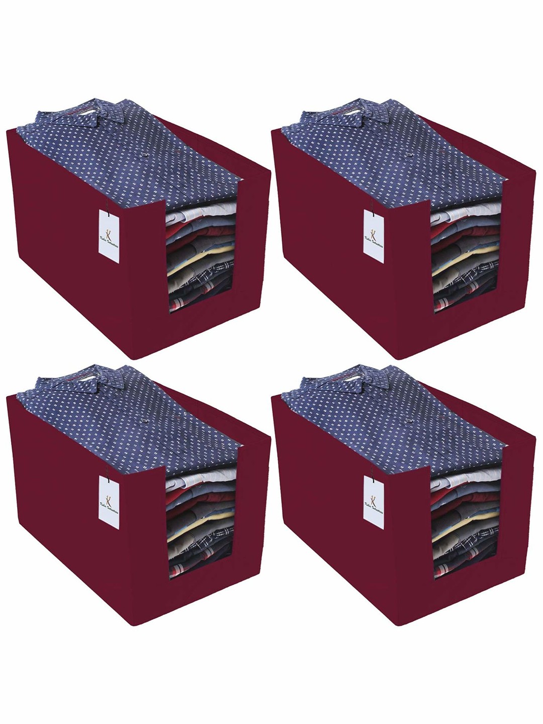 

Kuber Industries Maroon & White 4 Pieces Shirt Stacker Organisers