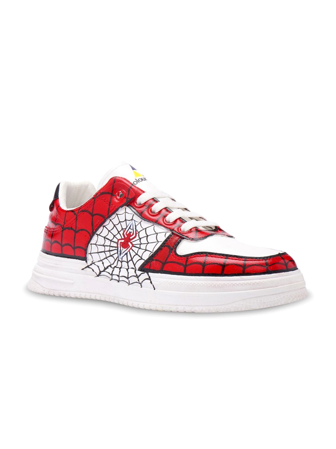 

Colour Kicks Men Spider Web Handpainted Lace-up Sneakers, Red