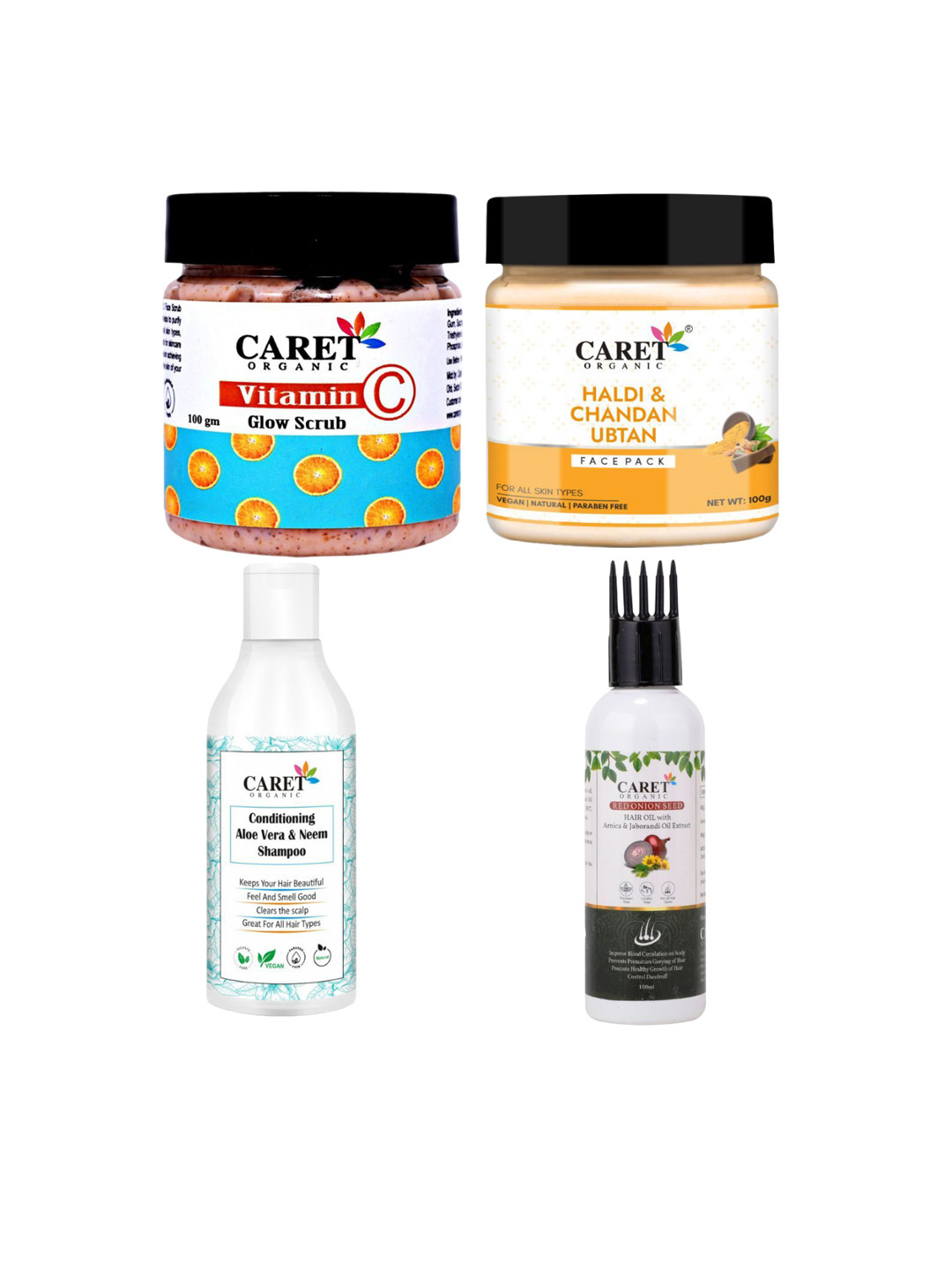 

CARET ORGANIC Set of 4 Bath and Body Combo, White