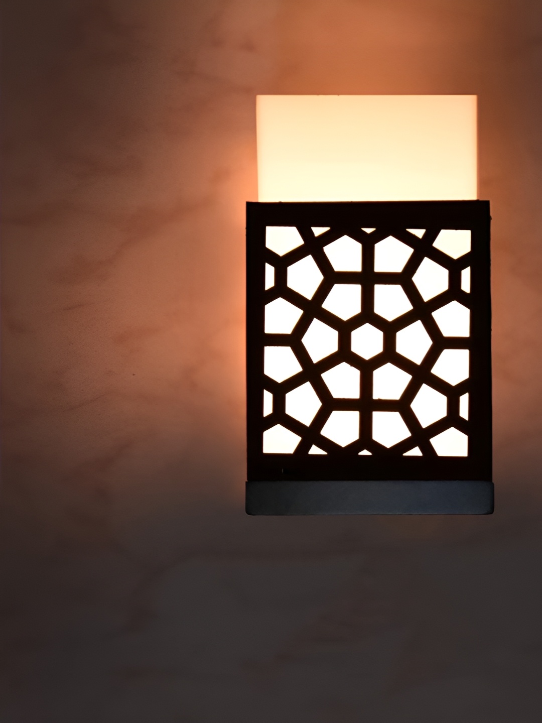 

Gojeeva Black & White Textured Contemporary Rectangle Shaped Wooden Wall Lamp