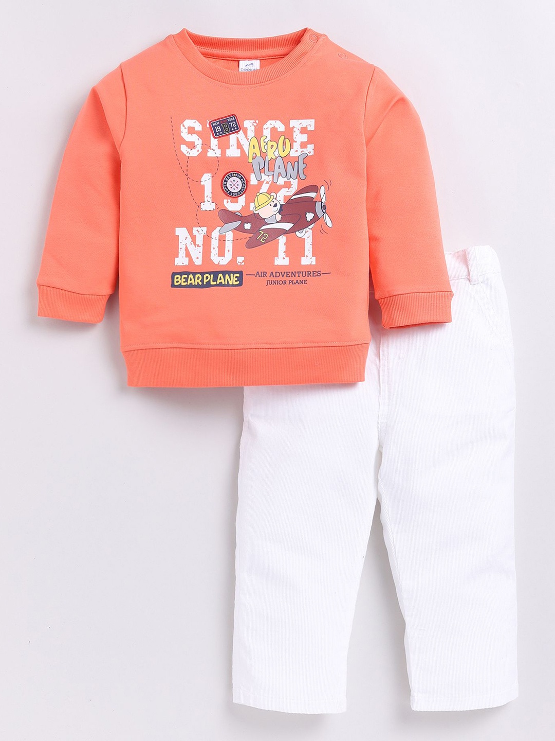 

Dollar Boys Long Sleeves Printed T-shirt with Trousers, Orange