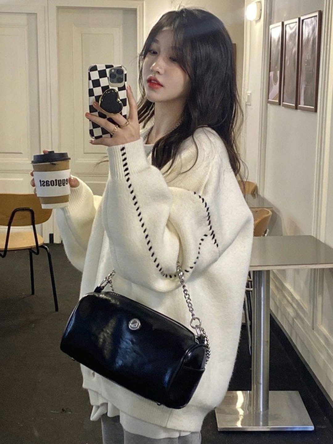 

LULU & SKY Women Woollen Longline Cardigan, White