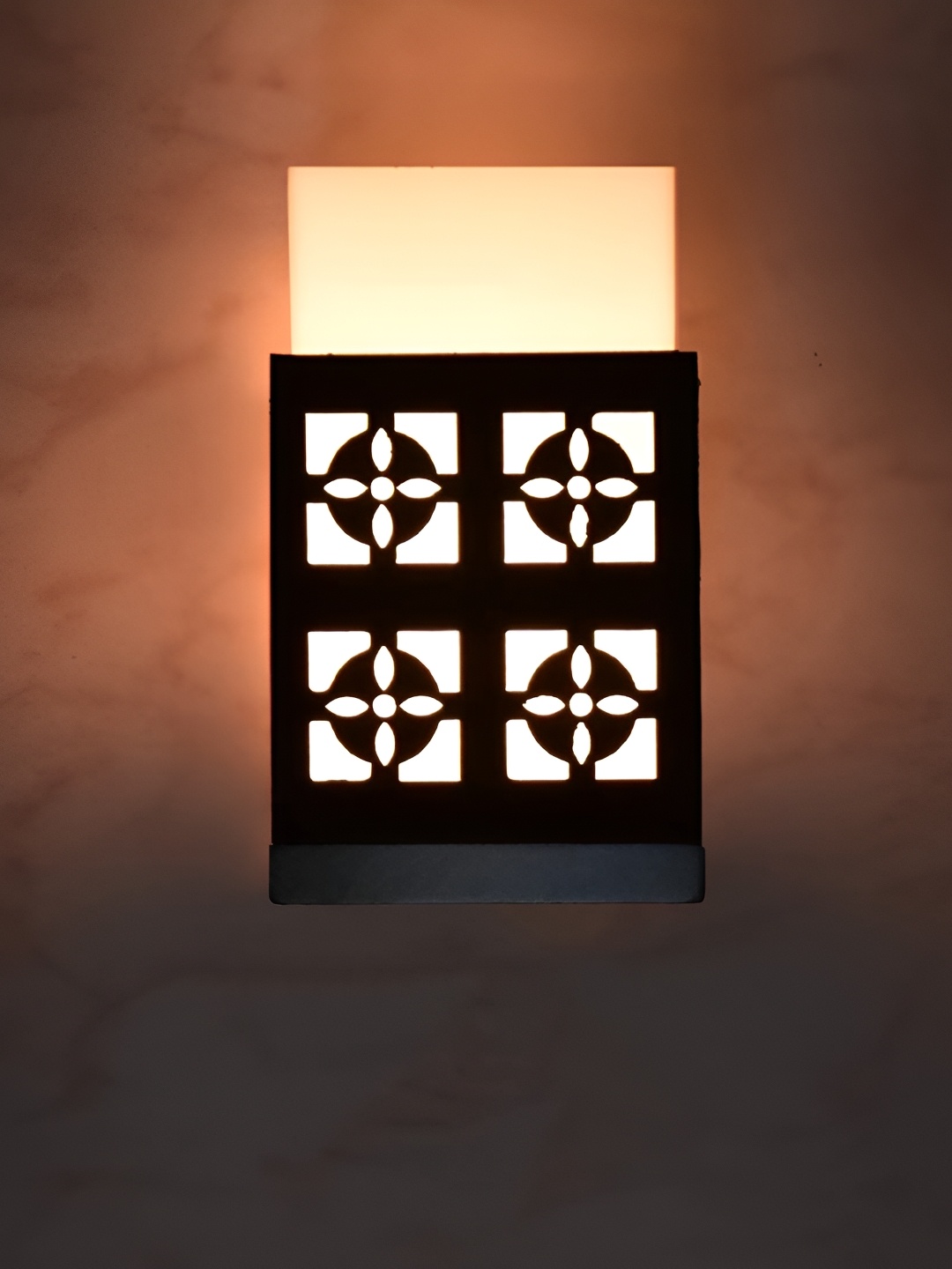 

Gojeeva Black & White Textured Contemporary Wooden Rectangle Shaped Wall Lamp