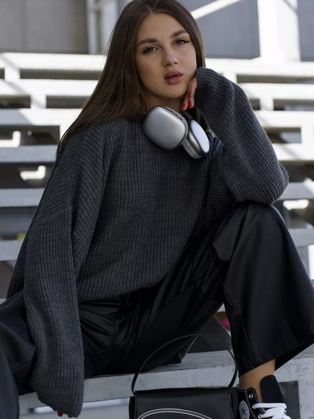 

LULU & SKY Women Solid Longline Pullover, Grey