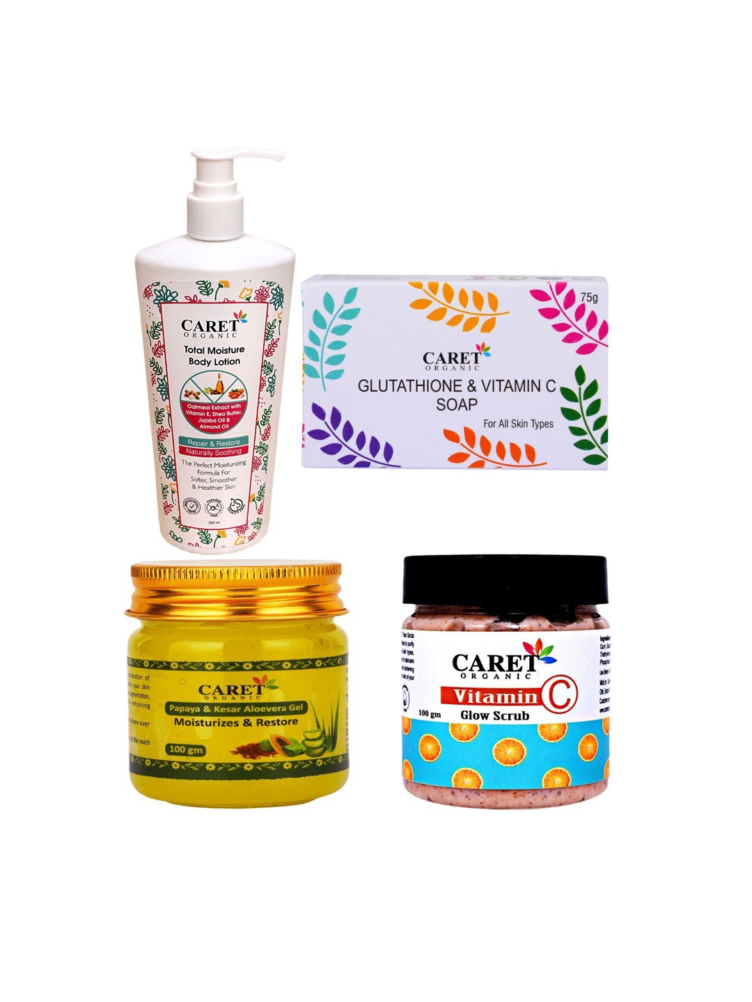 

CARET ORGANIC Set Of 4 Bath and Body Combo, White