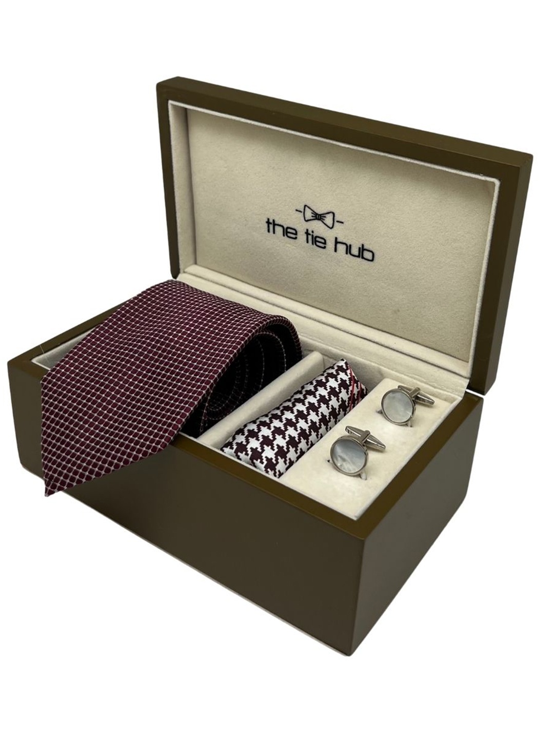 

The Tie Hub Men Accessory Gift Set of, Burgundy