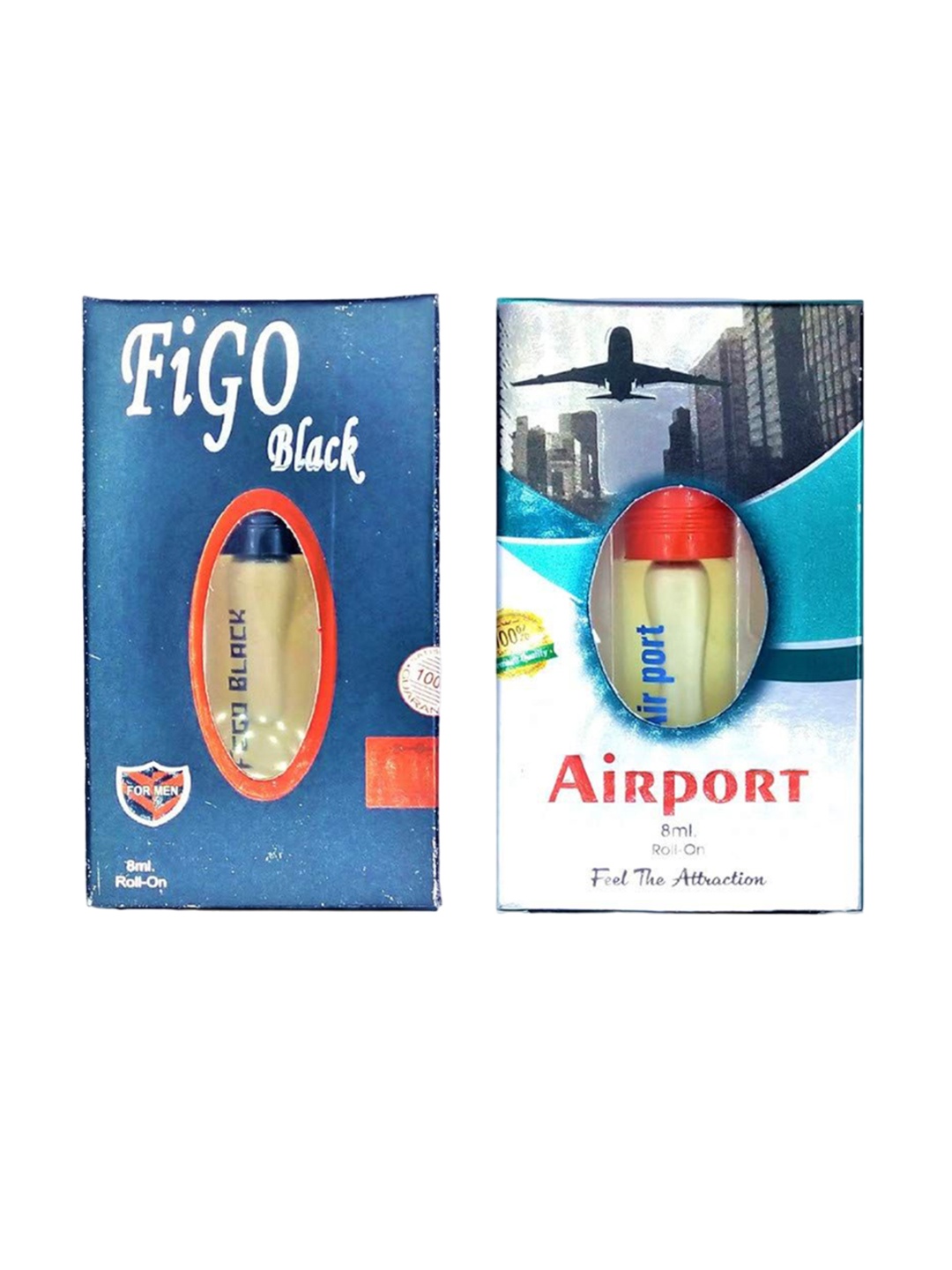 

RAVIOUR LIFESTYLE Set Of 2 Airport & Figo Black Alcohol Free Roll On Attar - 8 ml Each, Transparent