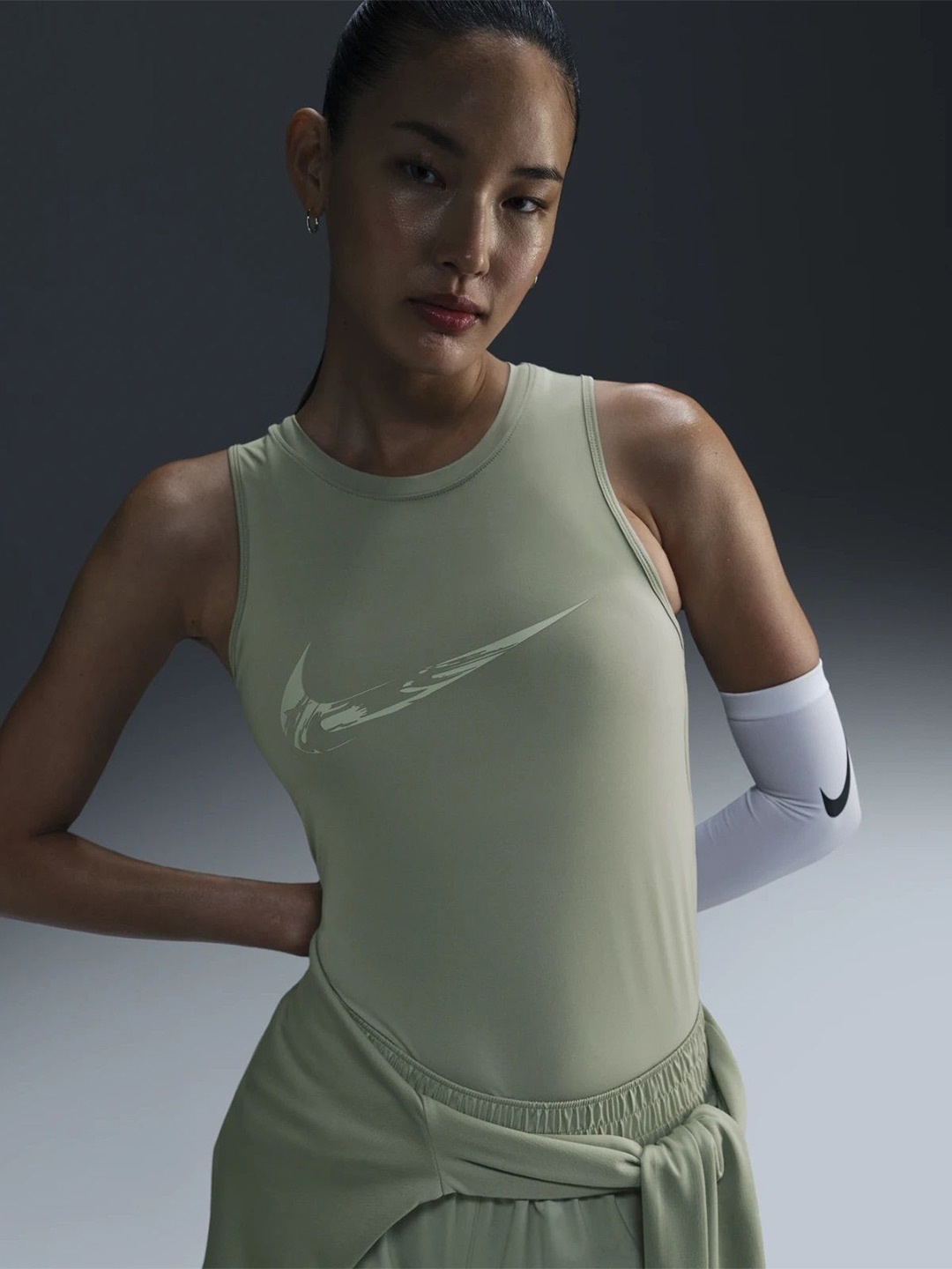 

Nike Women Brand Logo Printed Running Tank Top, Green