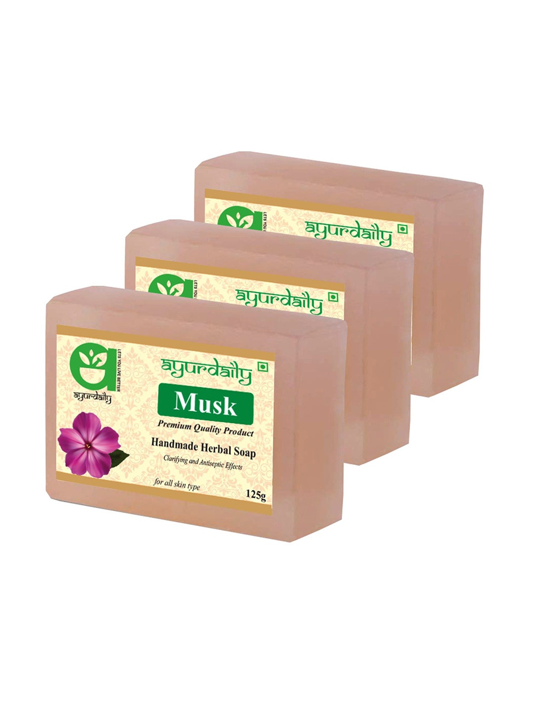 

Ayurdaily Set Of 3 Natural Musk Herbal Soap - 125 g Each, Beige