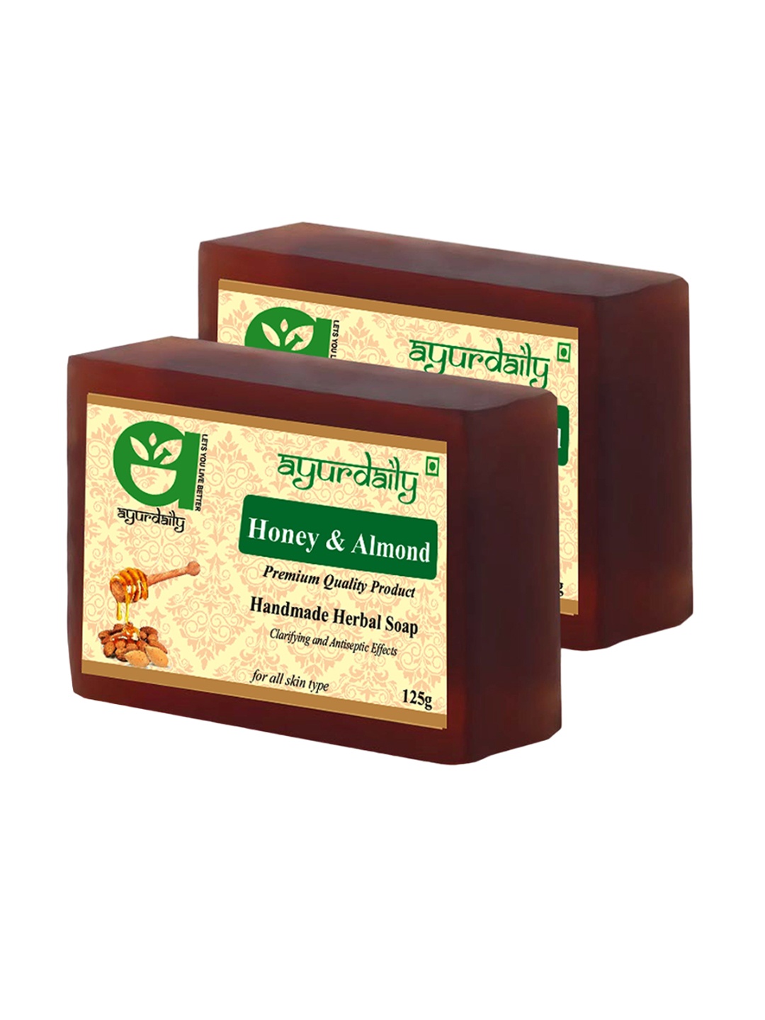 

Ayurdaily Set Of 2 Natural Honey & Almond Herbal Soap - 125 g Each, Red