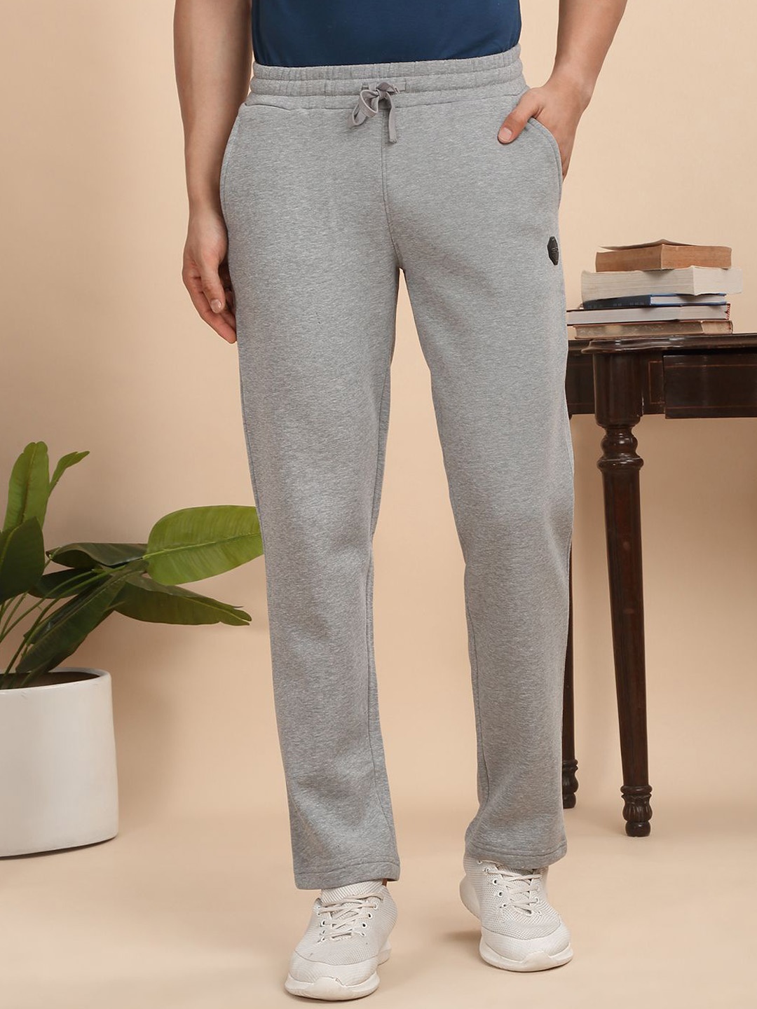 

Sweet Dreams Men Cotton Regular Fit Mid-Rise Track Pants, Grey melange