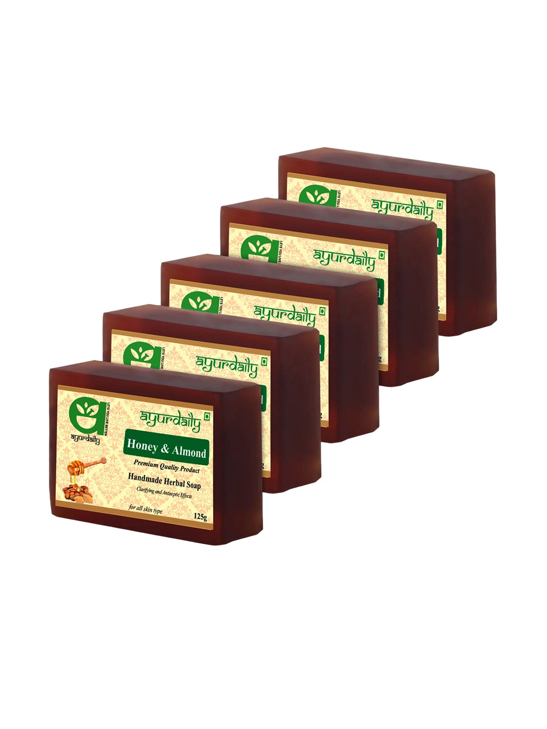 

Ayurdaily Set Of 5 Honey & Almond Soap For Deep Deep Cleansing - 125 g Each, Maroon