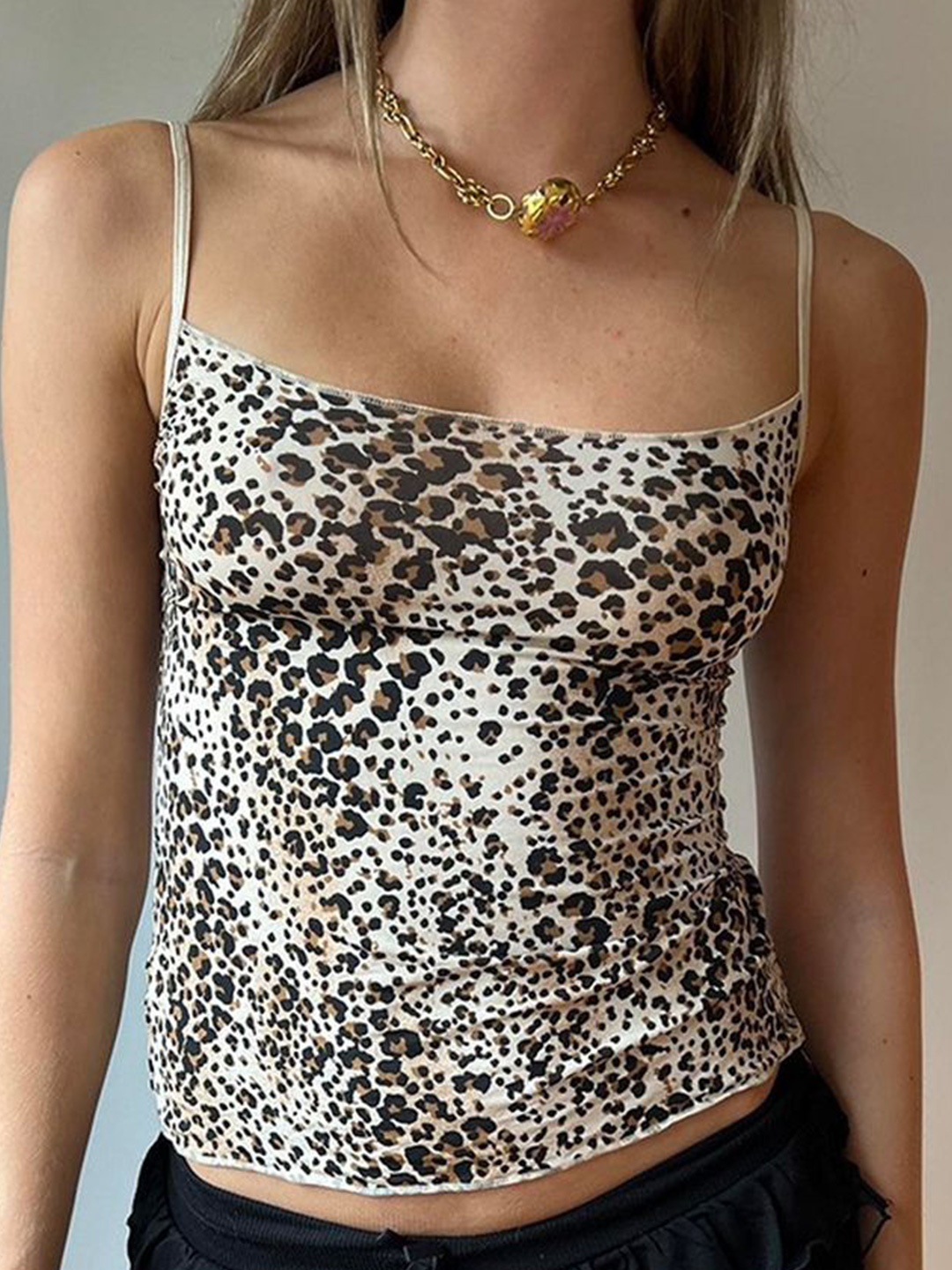 

LULU & SKY Women Animal Printed Crop Top, Brown