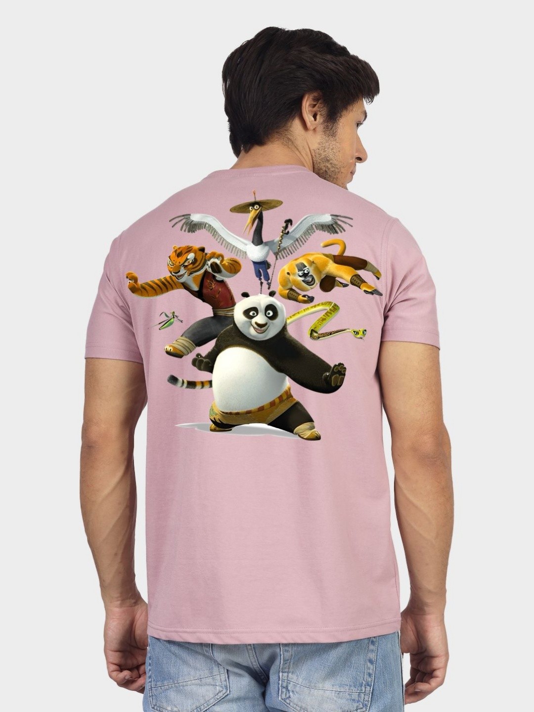 

Greylongg Men Graphic Printed Round Neck Cotton Kung Fu Panda T-shirt, Purple