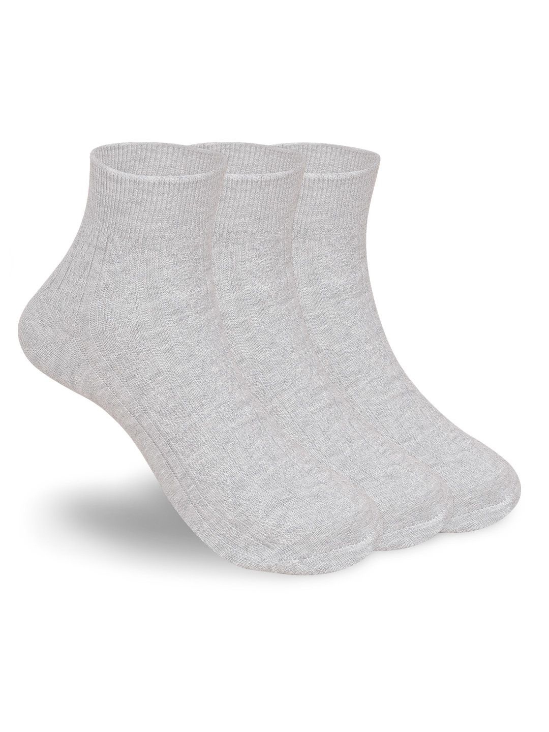 

FOOTPRINTS Women Pack Of 3 Self-Design Cotton Ankle-Length Socks, Grey