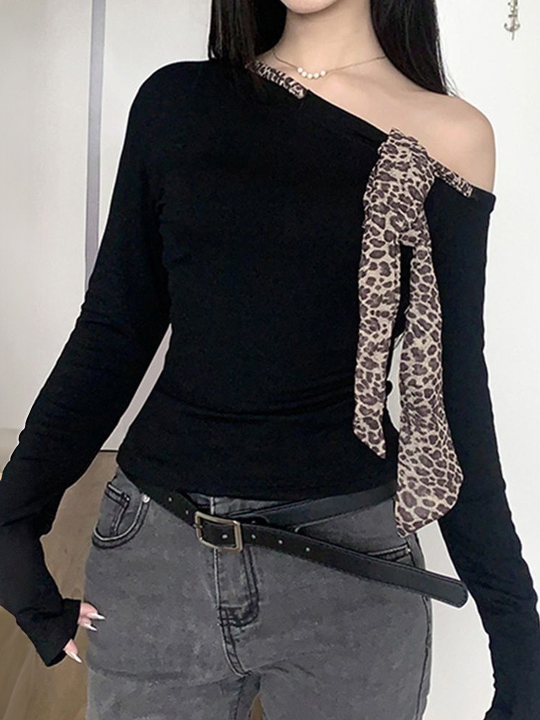 

LULU & SKY One Shoulder Cotton Top, Black