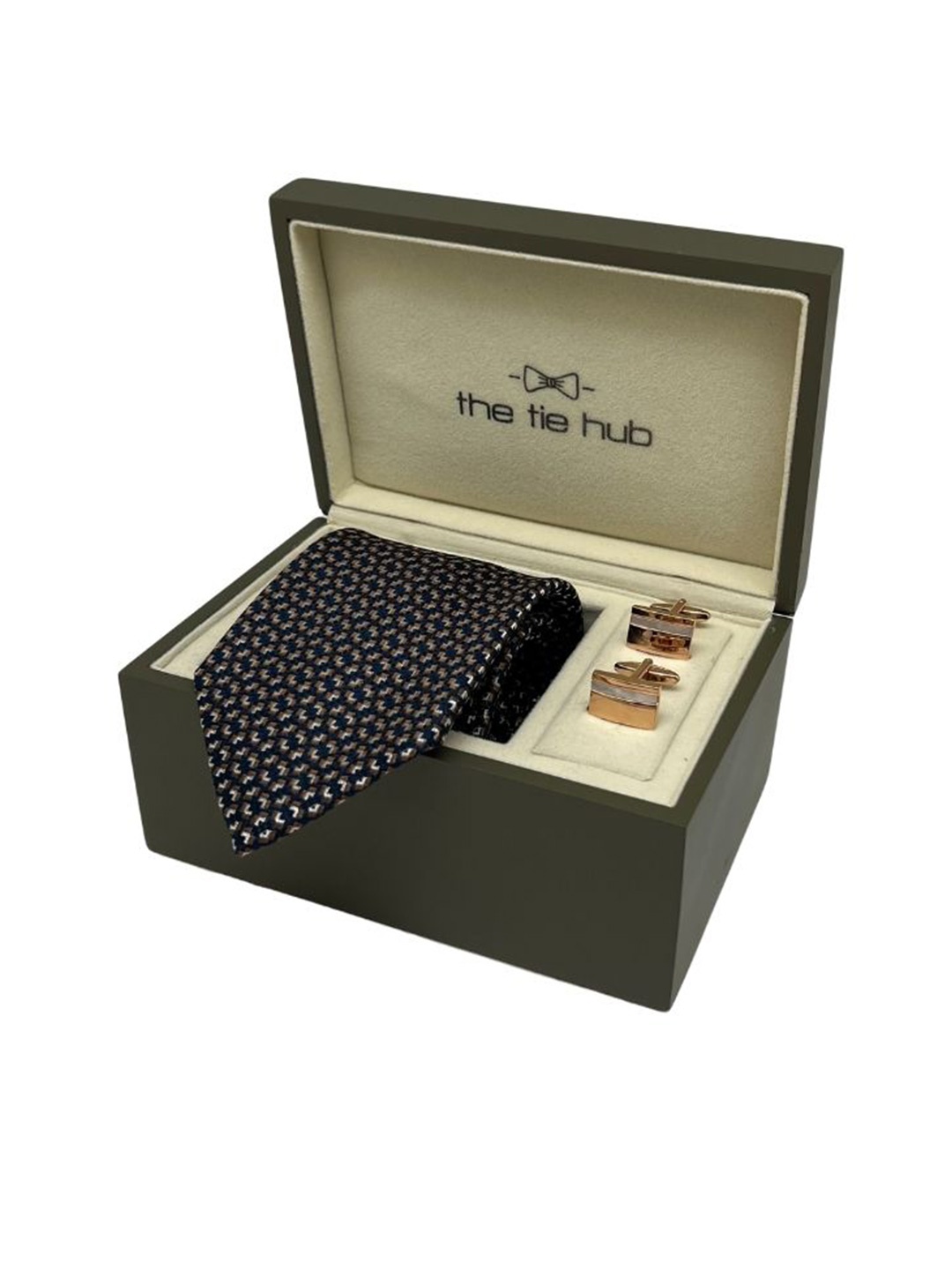 

The Tie Hub Men Neck Tie & Cufflinks Accessory Gift Set, Navy blue