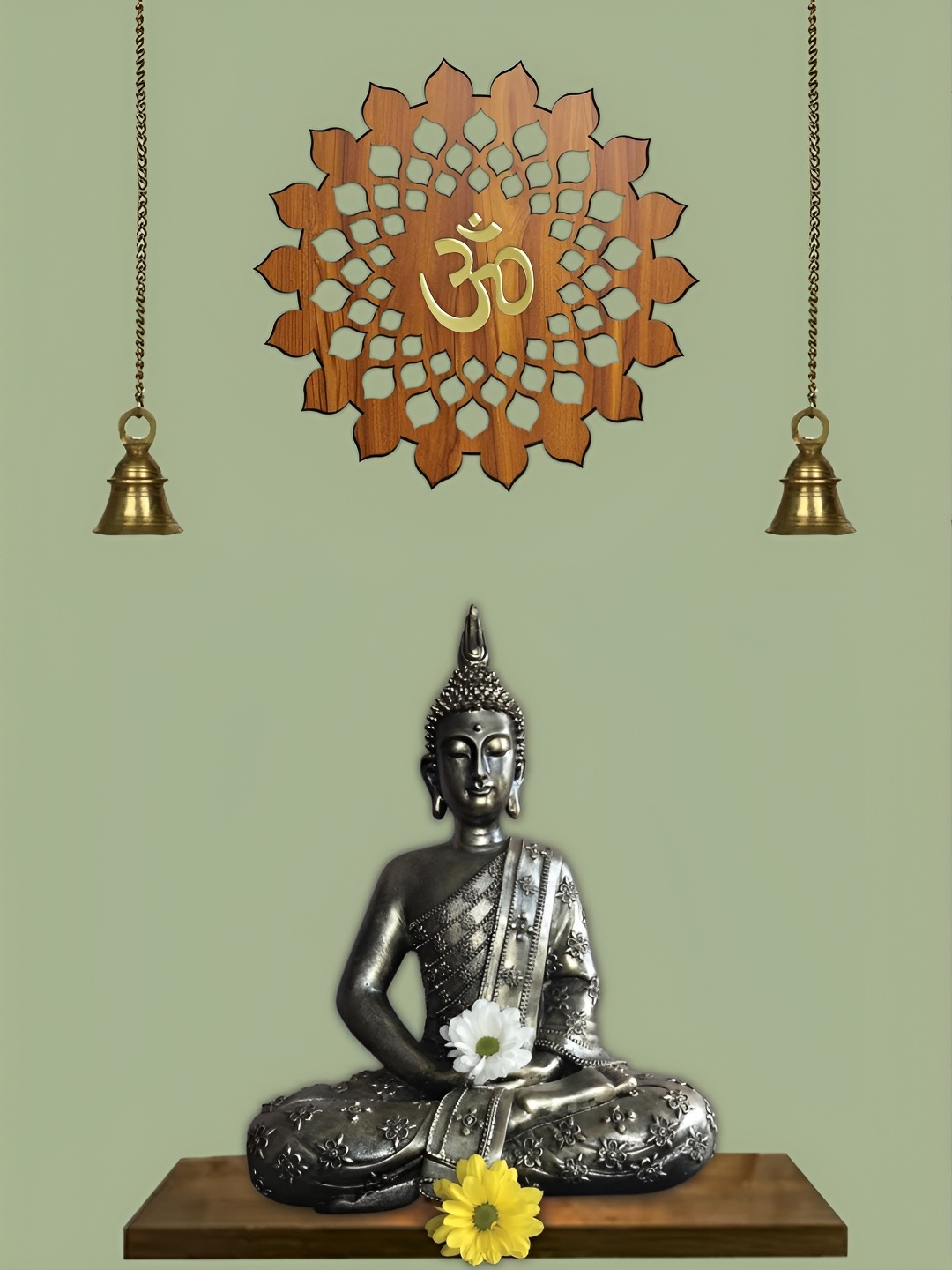 

HEARTILY Brown & Gold Toned Om Wooden Spiritual Wall Decor