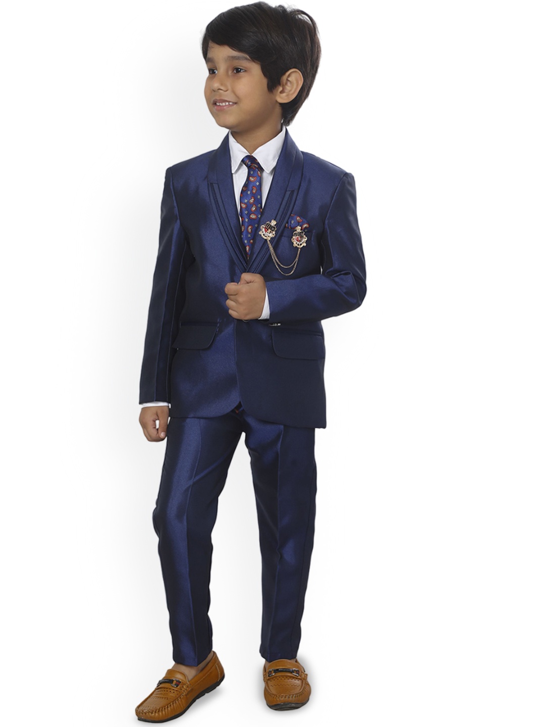 

BAESD Boys Single-Breasted 5-Piece Suit, Navy blue