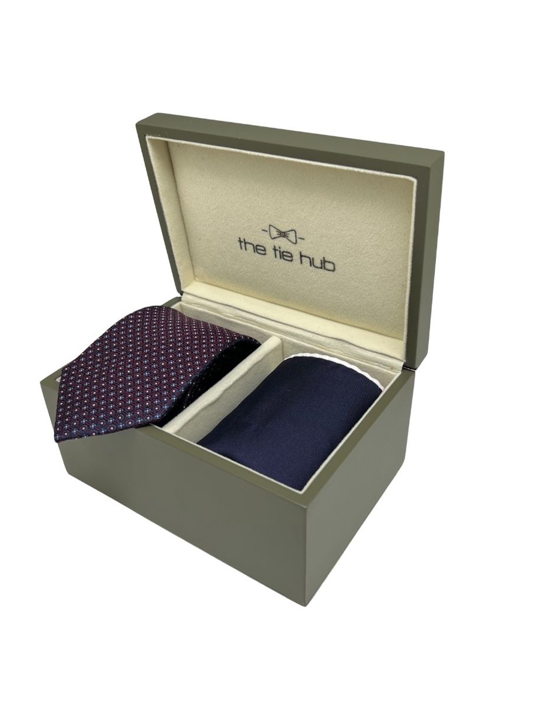 

The Tie Hub Men Formal Printed Necktie & Pocket Square Accessory Gift Set, Maroon