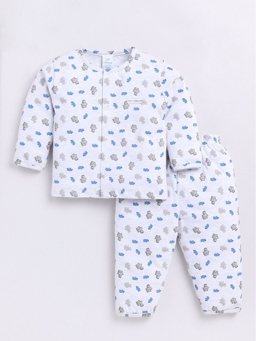 

Dollar Boys Printed Round Neck Long Sleeves Shirt With Trouser, White