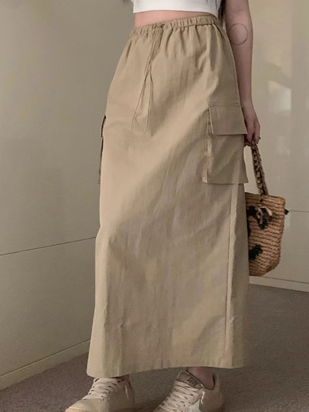 

LULU & SKY Women A-Line Midi Skirt, Khaki