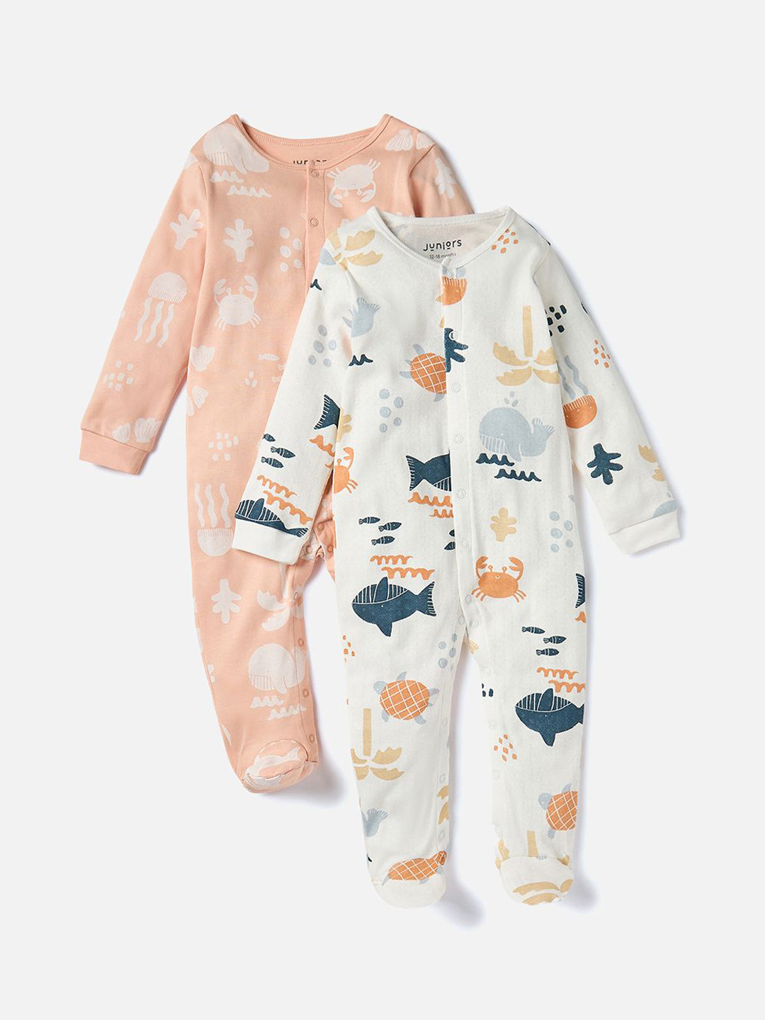 

Juniors by Babyshop Boys Set of 2 Printed Sleepsuit, White