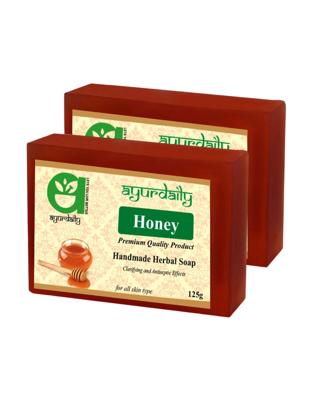 

Ayurdaily Set Of 2 Natural Honey Pure Glycerin Soaps - 125 g Each, Red