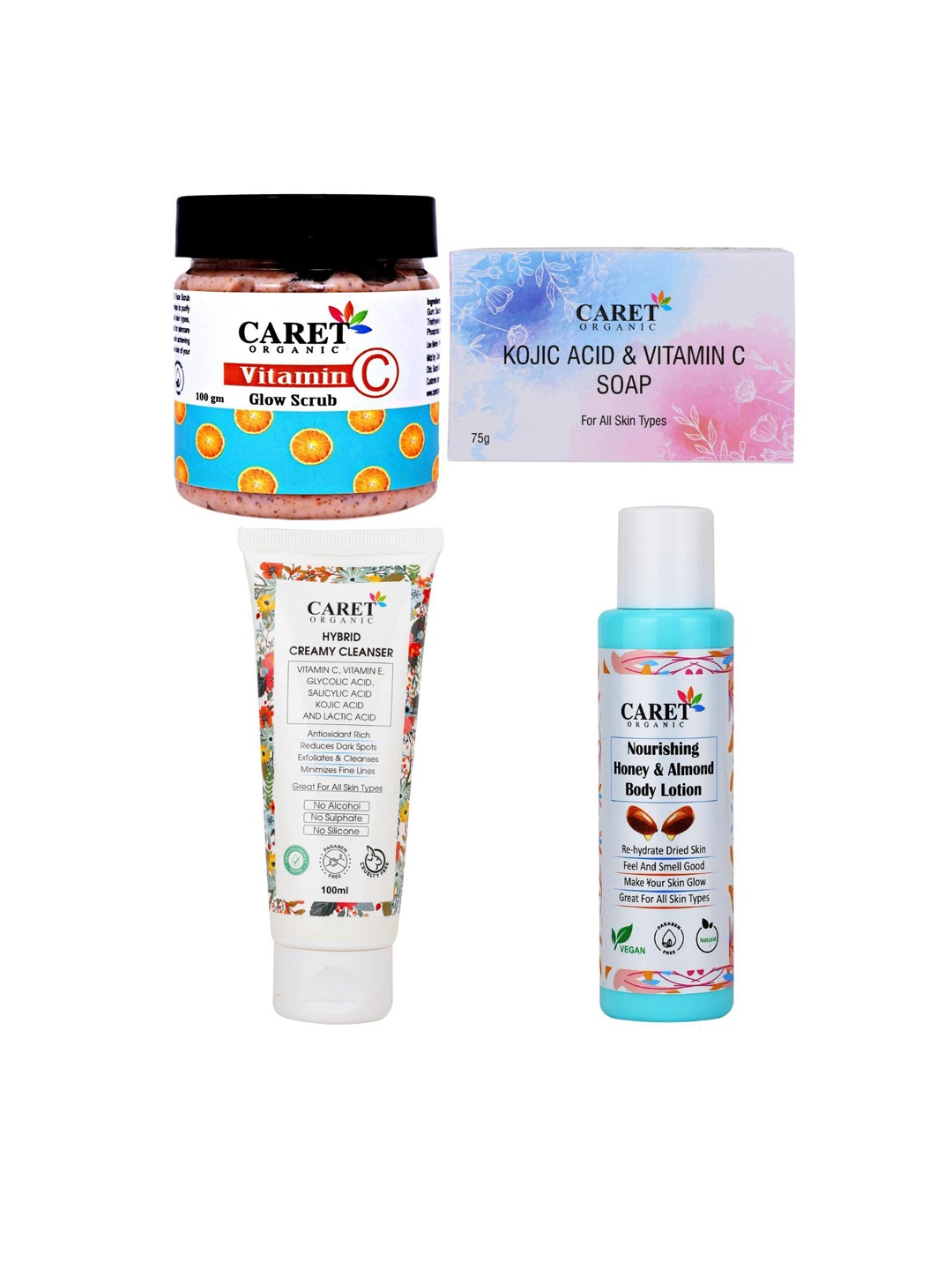 

CARET ORGANIC Set of 4 Bath and Body Combo, White