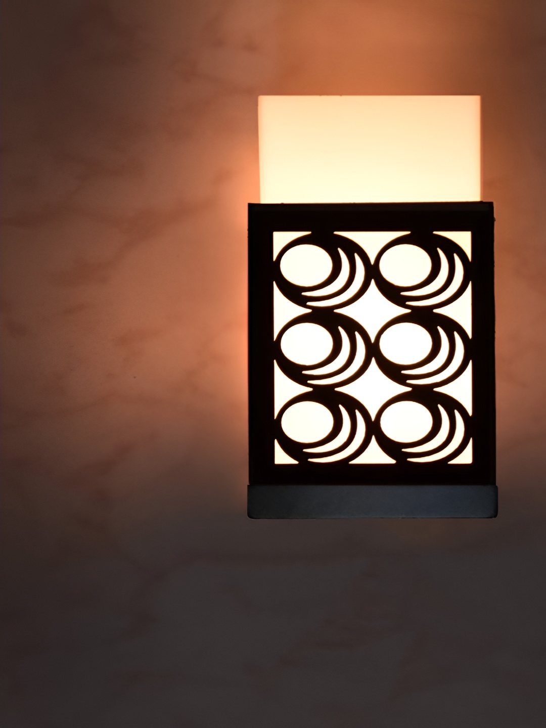 

Gojeeva Black & White Textured Contemporary Wooden Rectangle Shaped Wall Lamp