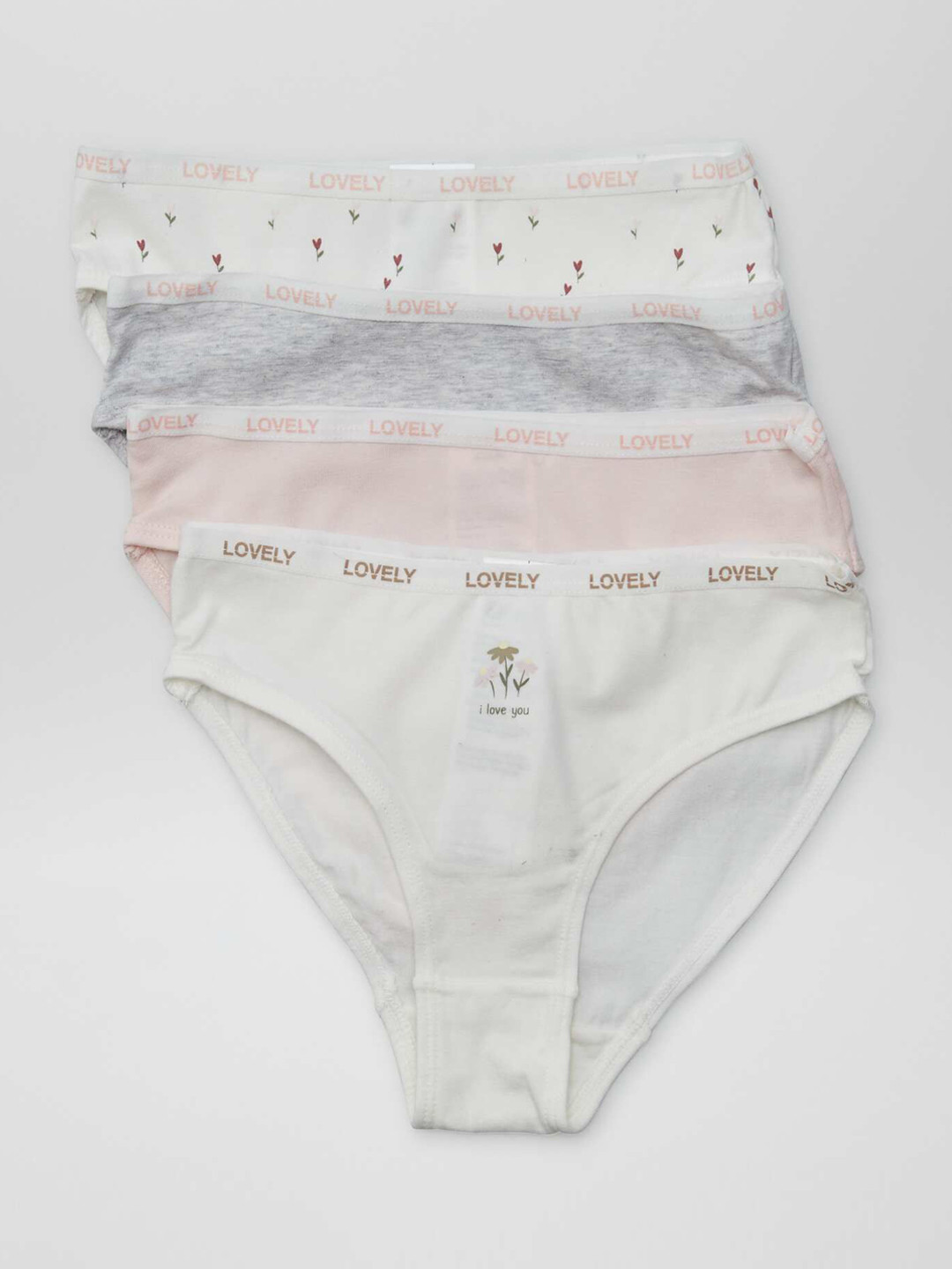 

KIABI Girls Pack Of 4 Printed Hipster Briefs, White