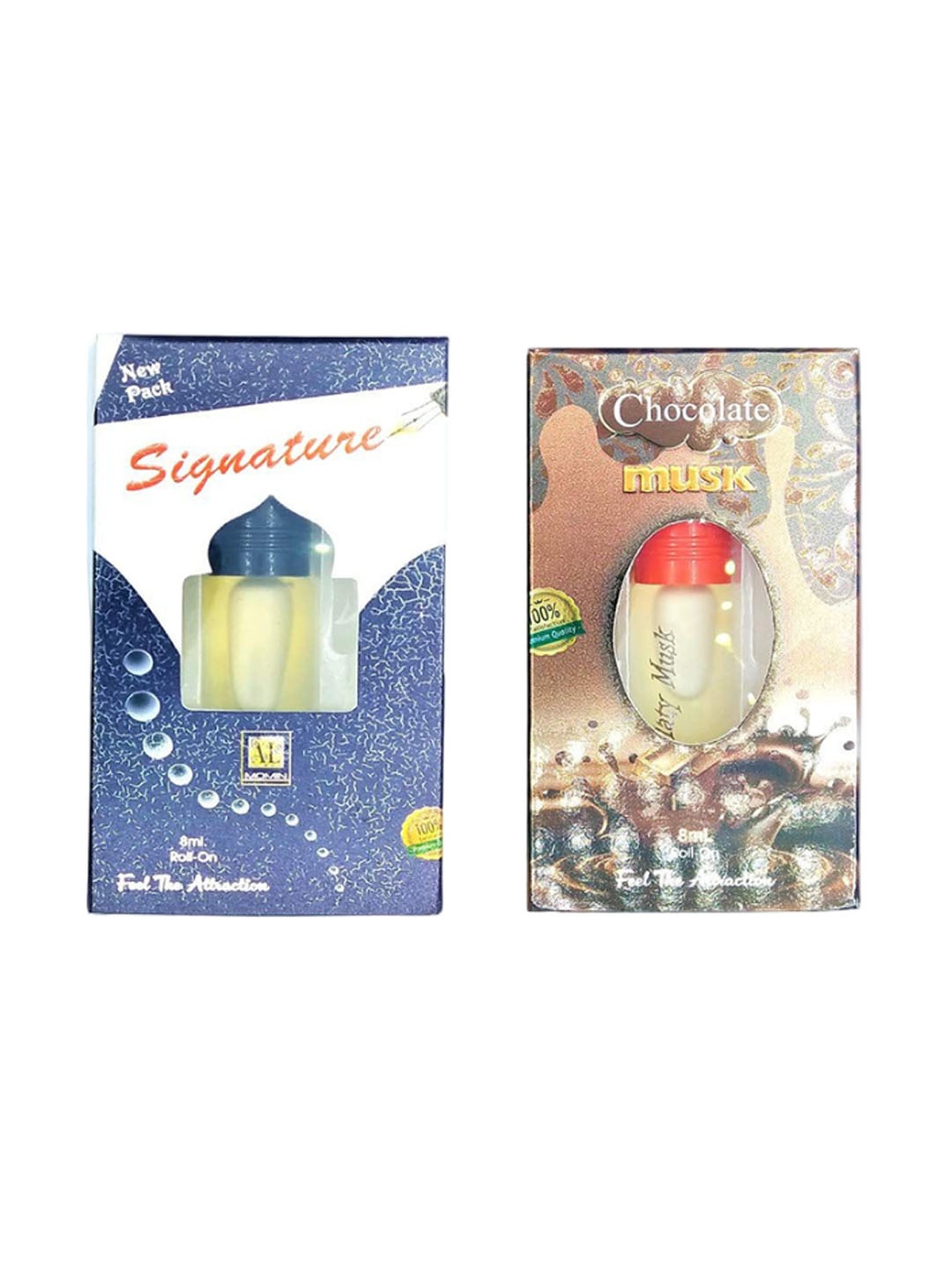 

RAVIOUR LIFESTYLE Set Of 2 Chocolate Musk & Signature Roll On Attar - 8 ml Each, Transparent