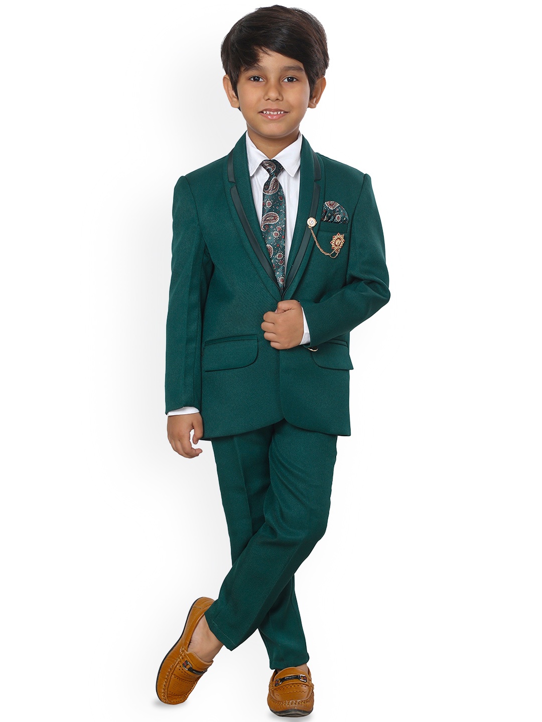 

BAESD Boys 5-Piece Single-Breasted Suit, Green