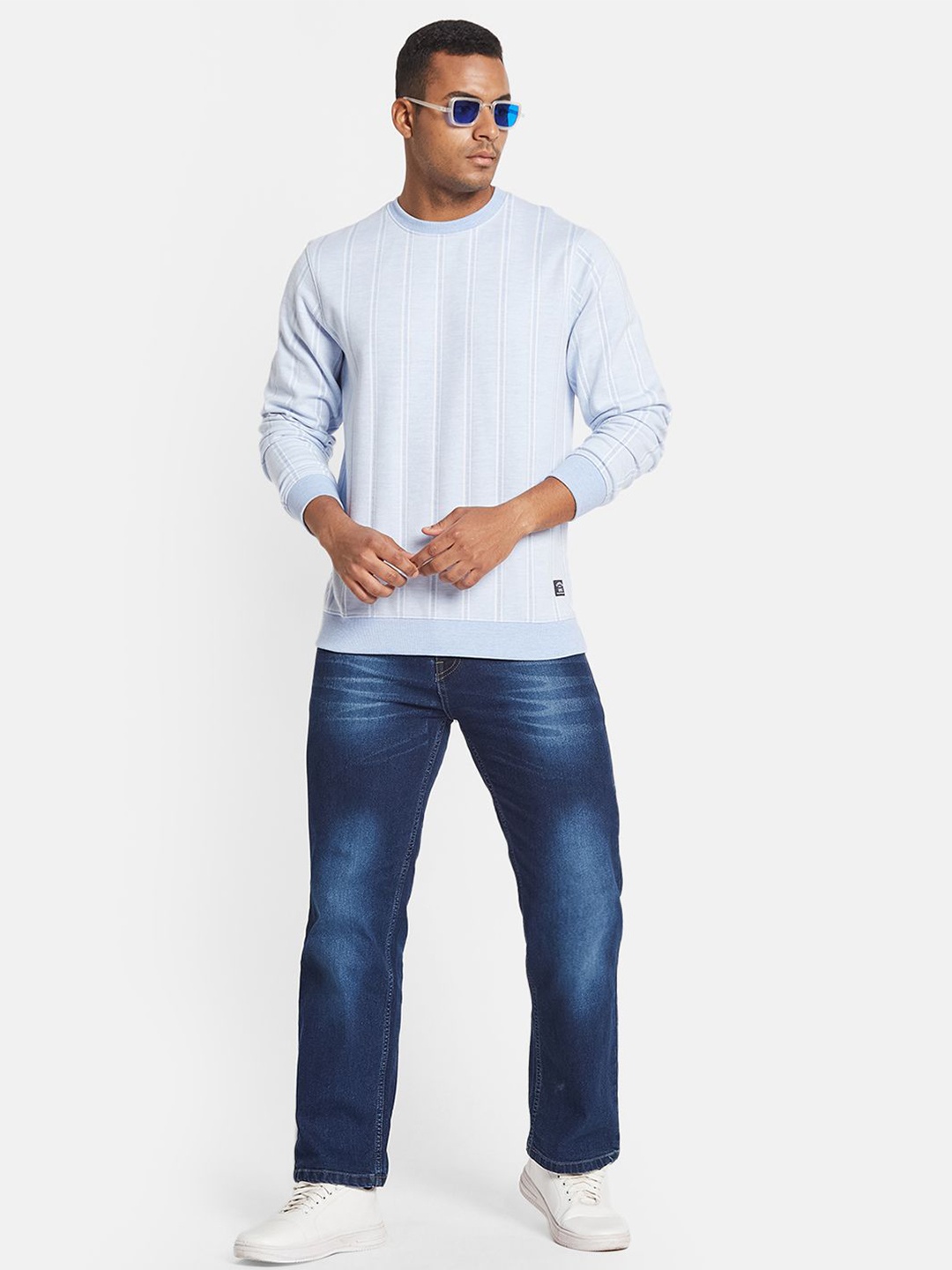 

Octave Men Striped Long Sleeves Sweatshirt, Blue